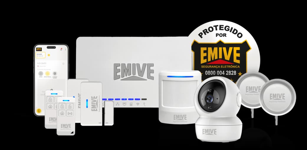 Sistema Smart EMIVE com central, sensores e câmeras